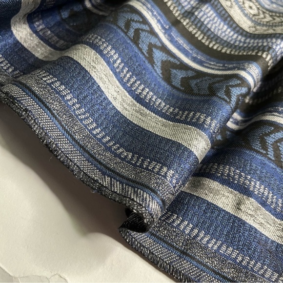 Bb Dakota Kinley Southwest Blue Grey Silver Retro Boat Neck Fit-n-Flare Dress - Picture 11 of 15